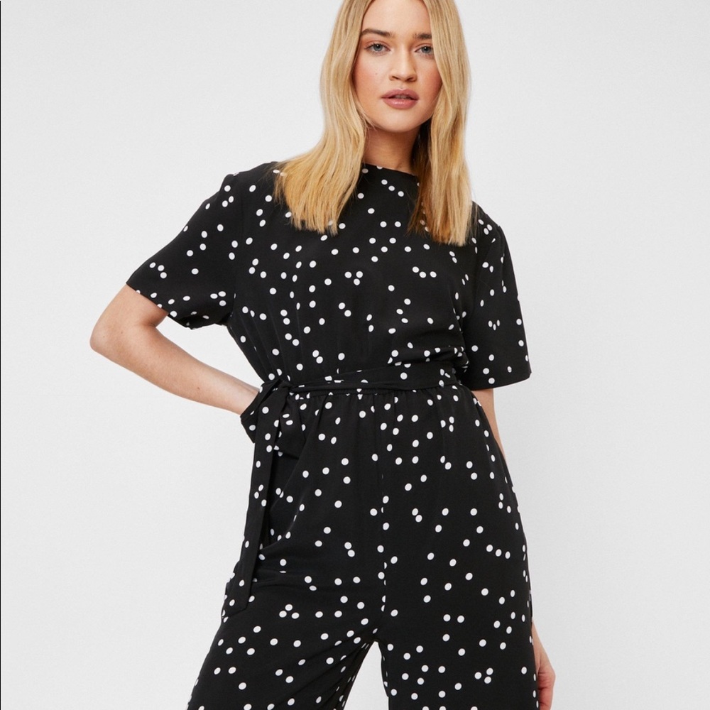 Belted Polka Dot Jumpsuit